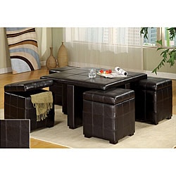 Espresso 5-piece Cocktail Table and Ottoman Set