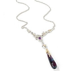 Michael Valitutti Palladium Silver Rainbow Fluorite Necklace