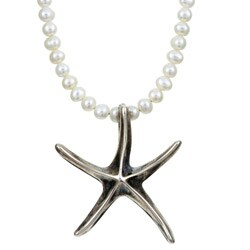 Charming Life Sterling Silver Starfish Pendant Pearl Necklace