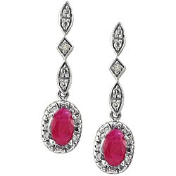 10k White Gold Ruby and Diamond Earrings