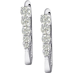 14k White Gold 1ct TDW Diamond Journey Hoop Earrings