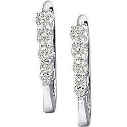 14k White Gold 3/4ct TDW Journey Hoop Earrings (I, SI3)