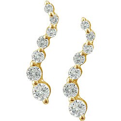 14k Gold 1/2ct TDW Diamond Journey Curve Earrings (G-H, I1)