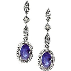 10k White Gold Tanzanite and Diamond Earrings