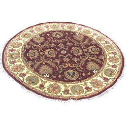 Indo Mahal Burgundy/ Ivory Rug (10' Round)