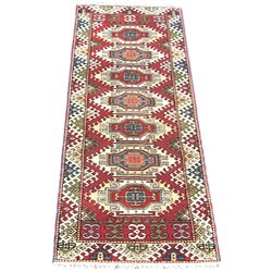 Indo Kazak Red/ Gray Runner (2'8 x 8')