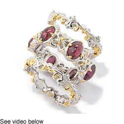 Michael Valitutti Palladium Silver Natural Garnet/ Sapphire Ring