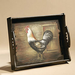 Hand-painted Rooster Tray