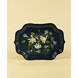 Scalloped Hand-painted Wooden Tray