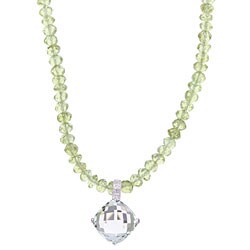 14k White Gold Green Amethyst and Peridot Necklace