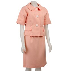 Larry Levine Women's Tonal Herringbone Skirt Suit