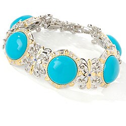 Michael Valitutti Silver Turquoise and Sapphire Bracelet
