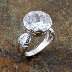 Sterling Silver Full Moon Cubic Zirconia Ring (Israel)