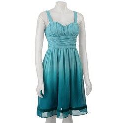 Tahari ASL Women's Ruched-waist Ombre Chiffon Dress