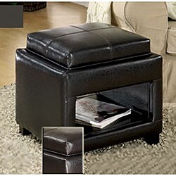 Lorraine Petite Vanity Ottoman with Flip-top Trays