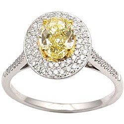 Platinum 1 2/5ct TDW Yellow and White Diamond Ring (H, VS2-SI2)