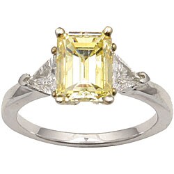 14k Gold 2 3/4ct TDW Yellow Emerald-cut Diamond Ring (Size 6.5)