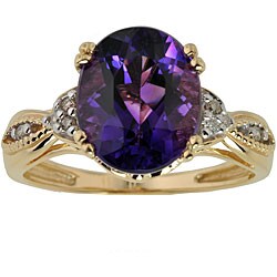 Michael Valitutti 14k Gold Amethyst and Diamond Ring