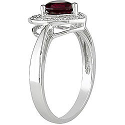 10k White Gold Created Ruby and Diamond Heart Ring