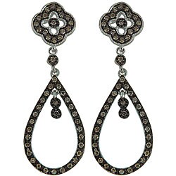 Sterling Silver 1/2ct TDW Champagne Diamond Drop Earrings