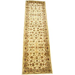 Indo Mahal Hand-knotted Ivory Runner Rug (2'6 x 8')