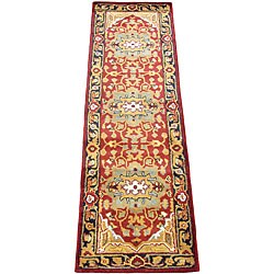 Indo Heriz Tufted Red/ Black Runner Rug (2'6 x 8)