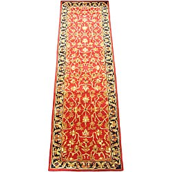 Indo Mahal Hand-knotted Red Runner (2'6 x 8')