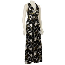 ABS by Allen Schwartz Women's Cross-back Printed Charmeuse Gown