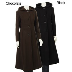 Anne Klein Long Single-breasted Hooded Trench Coat