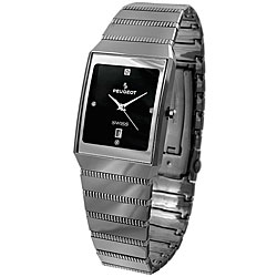 Peugeot Swiss Men's Rectangle Tungsten Carbide Watch