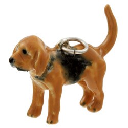 Sterling Silver Enamel Bloodhound Dog Charm