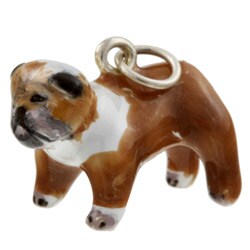 Sterling Silver Enamel English Bulldog Charm