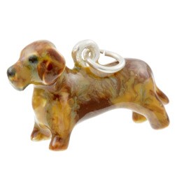 Sterling Silver Enamel Long-haired Dachshund Dog Charm