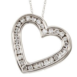14k White Gold 1/3ct TDW Diamond Open Heart Necklace (H, I1)