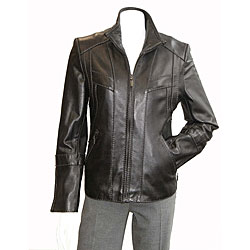 Izod Contrast Stitch Women's Lamb Leather Scuba Coat