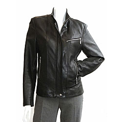 Izod Women's New Zealand Lamb Leather Cycle Jacket