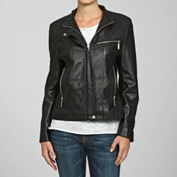Izod Women's Plus Size Leather Cycle Jacket
