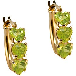 10k Gold Peridot Heart-shaped Hoop Earrings