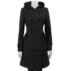 J Lo Women's 3/4-length Hooded Wool Coat