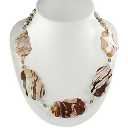 Handmade Silver Flower Jasper/ Agate Necklace (Thailand)