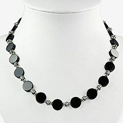 Handmade Black Agate Silver Bead Necklace (Thailand)