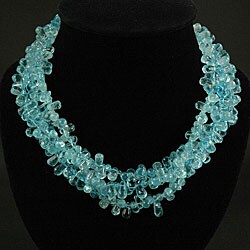Silver/ Blue Topaz/ Glass Bead Necklace (Thailand)