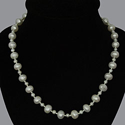 Silver and White Pearl Bead Necklace (Thailand)
