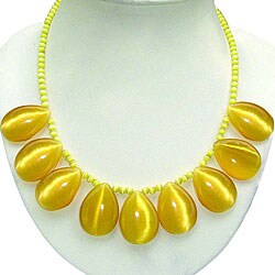 Handmade Yellow Calcite Teardrop Beaded Necklace (Thailand)