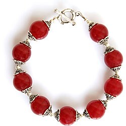 Handmade Red Ruby Quartz and Silver Beaded Bracelet (Thailand)
