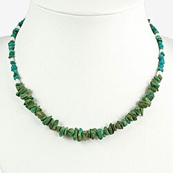 White Pearl, Turquoise and Silver Bead Necklace (Thailand)