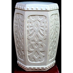 Ceramic Hexagonal Cream Stool