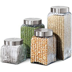 Clear Glass 4-piece Canister with Airtight Lids