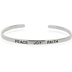 Sterling Silver 'Peace, Joy, Faith' Inspirational Bangle