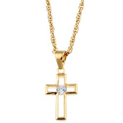 14k Gold over Silver Cubic Zirconia Cross Necklace